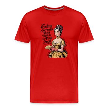 Nervosität muss vielleicht bald viktorianisch - Männer Premium Bio T-Shirt - Rot - Vorne - Damien (186cm)