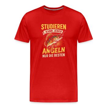 Pêcher au lieu d’étudier – Drôle de dicton - T-shirt bio Premium Homme - rouge - Devant - Damien (186cm)