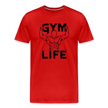 Leben im Fitnessstudio - Männer Premium Bio T-Shirt - Rot - Vorne - Damien (186cm)
