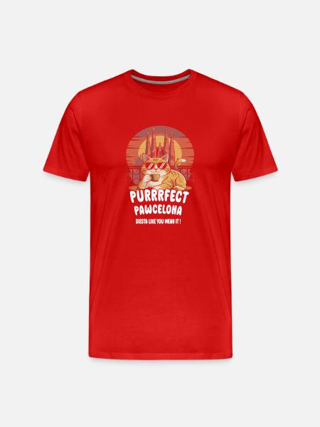 Pawcelona Barcelona Cat Design - Men's Premium Organic T-Shirt - red