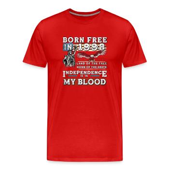 Né libre en 1998 - 27 ans de patriotisme et de - T-shirt bio Premium Homme - rouge - Devant - Damien (186cm)