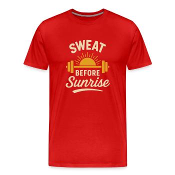 Morning Gym Entraînement matinal régulier Discipline - T-shirt bio Premium Homme - rouge - Devant - Damien (186cm)