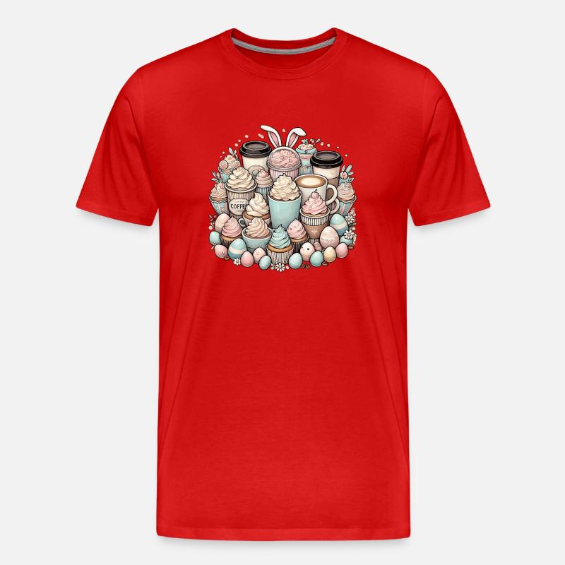 Ostern Kaffee Osterhase Kaffeetrinker - Männer Premium Bio T-Shirt - Rot