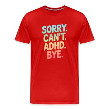 TDAH - T-shirt bio Premium Homme - rouge - Devant - Damien (186cm)