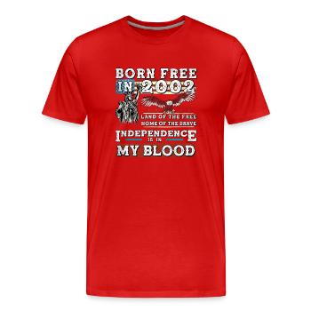 Né libre en 2002 - 23 ans de patriotisme et de - T-shirt bio Premium Homme - rouge - Devant - Damien (186cm)