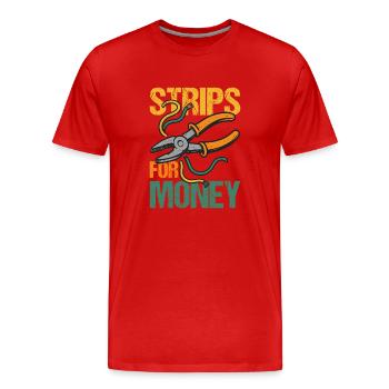 Strips for money Electrician - Men's Premium Organic T-Shirt - red - Front - Damien (186cm)