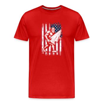 Bigfoot Arrowhead Arrowheads US Flag - Men's Premium Organic T-Shirt - red - Front - Damien (186cm)