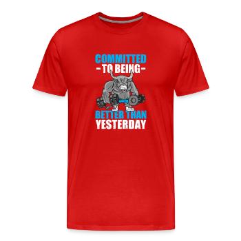 Engagé Musculation Musculation Gym Musculation Musculation - T-shirt bio Premium Homme - rouge - Devant - Damien (186cm)