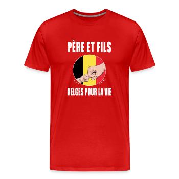 père et fils belgique belge papa - T-shirt bio Premium Homme - rouge - Devant - Damien (186cm)