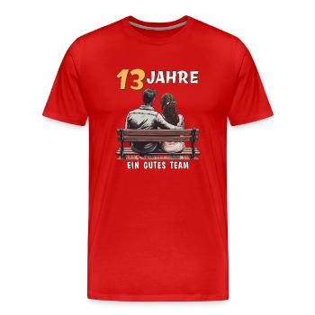 13 JAHRE EIN GUTES TEAM MANN FRAU - Männer Premium Bio T-Shirt - Rot - Vorne - Damien (186cm)