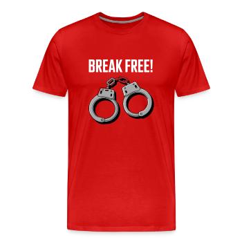 BREAK FREE - Men's Premium Organic T-Shirt - red - Front - Damien (186cm)