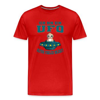 Ich Bin Ein UFO Ultra Faules Objekt Faultier Alien - Männer Premium Bio T-Shirt - Rot - Vorne - Damien (186cm)