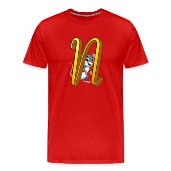 LETTRE N - T-shirt bio Premium Homme - rouge - Devant - Damien (186cm)