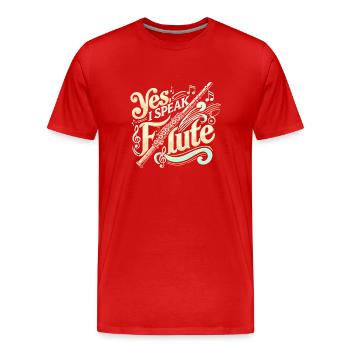 Ja, ich spreche Flöte - Männer Premium Bio T-Shirt - Rot - Vorne - Damien (186cm)