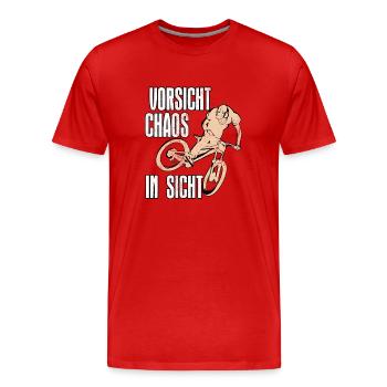 Mountainbiker VORSICHT CHAOS IN SICHT Lustiges - Männer Premium Bio T-Shirt - Rot - Vorne - Damien (186cm)
