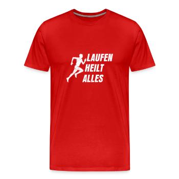 Läufer LAUFEN HEILT ALLES Laufen Lustiges - Männer Premium Bio T-Shirt - Rot - Vorne - Damien (186cm)
