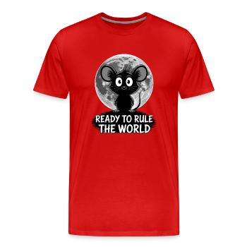 Prêt à conquérir le monde – Souris au clair de lune - T-shirt bio Premium Homme - rouge - Devant - Damien (186cm)