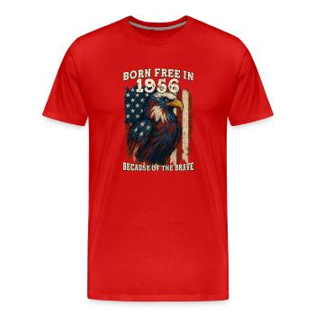 Geboren 1956 frei – 69 Jahre alt frei wegen - Männer Premium Bio T-Shirt - Rot - Vorne - Damien (186cm)