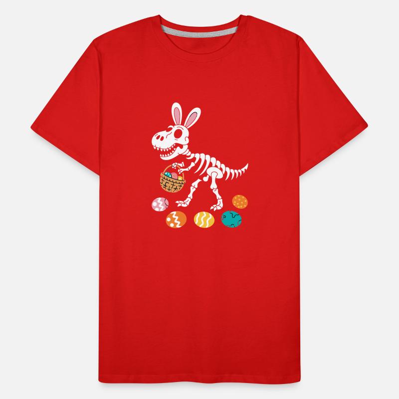 Easter Bunny Skeleton Dino with Easter Eggs Basket Men's Premium Organic T-Shirt