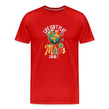 Geographic Information Systems Life Isn't Flat - Men's Premium Organic T-Shirt - red - Front - Damien (186cm)