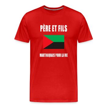 père et fils martiniquais martinique papa - T-shirt bio Premium Homme - rouge - Devant - Damien (186cm)