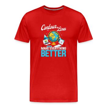 Geografische Informationssysteme Contur Lines - Männer Premium Bio T-Shirt - Rot - Vorne - Damien (186cm)