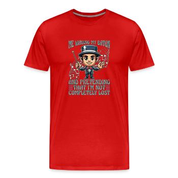 Directeur musical Moi agitant mon bâton Éducation musicale - T-shirt bio Premium Homme - rouge - Devant - Damien (186cm)