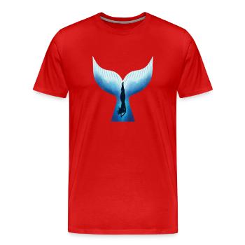 Wal, Frau Whale, Woman - Men's Premium Organic T-Shirt - red - Front - Damien (186cm)