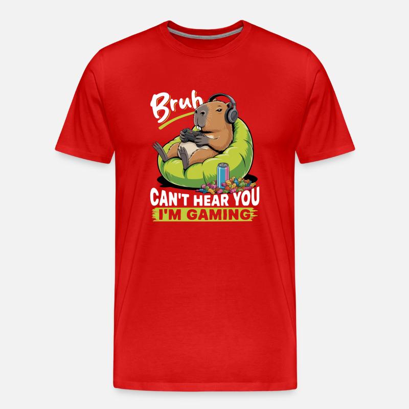 Capybara Gamer Gaming - Männer Premium Bio T-Shirt - Rot
