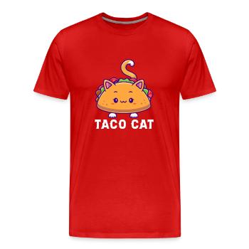Taco Cat Adorable Kawaii Food Art - Men's Premium Organic T-Shirt - red - Front - Damien (186cm)