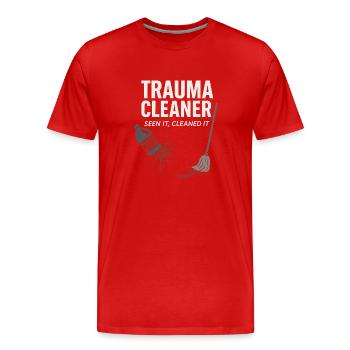 Forensic Cleaner Dark Humor Crime Scene Biohazard - Men's Premium Organic T-Shirt - red - Front - Damien (186cm)