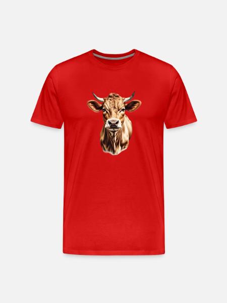 Braune Kuh - Männer Premium Bio T-Shirt - Rot