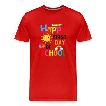 Premier jour d’école : Dire la rentrée des classes - T-shirt bio Premium Homme - rouge - Devant - Damien (186cm)