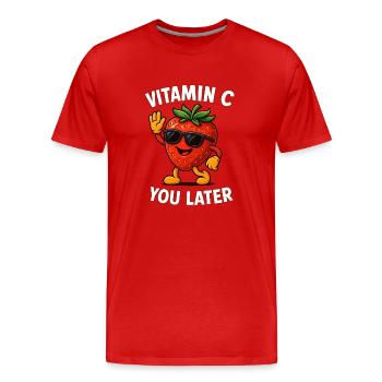 Funny Strawberry Vitamin C Fruit Fruits - Men's Premium Organic T-Shirt - red - Front - Damien (186cm)