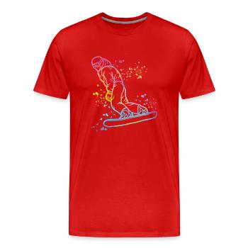 Snowboarder Snowboarding Snowboard - Men's Premium Organic T-Shirt - red - Front - Damien (186cm)