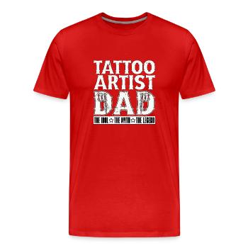 Tatoueur Papa L’Idole Le Mythe Arts du tatouage - T-shirt bio Premium Homme - rouge - Devant - Damien (186cm)