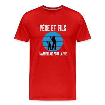 père fils papa dab marseille supporter marseillais - T-shirt bio Premium Homme - rouge - Devant - Damien (186cm)