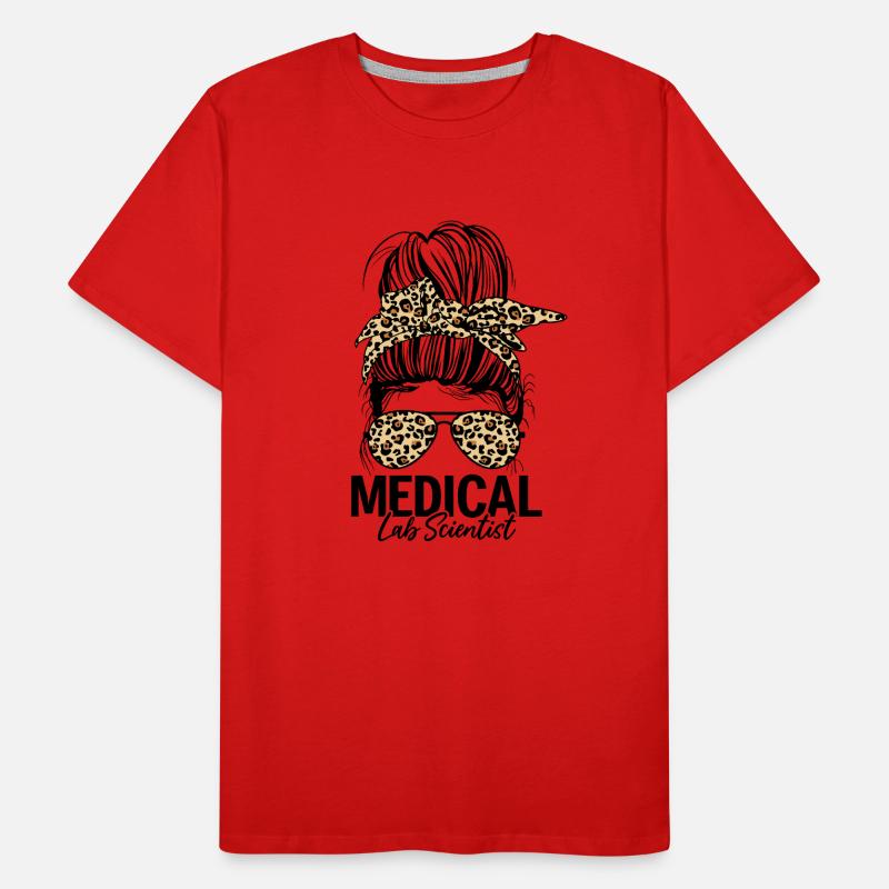 Medical Lab Scientist Messy Bun Leopard MLS Lab Men's Premium Organic T-Shirt