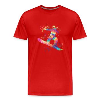 Snowboarder Snowboarding Snowboard - T-shirt bio Premium Homme - rouge - Devant - Damien (186cm)