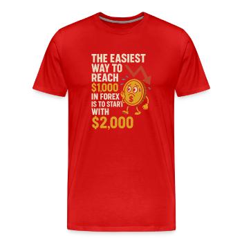 Drôle de trader en bourse jusqu’à 1000 - T-shirt bio Premium Homme - rouge - Devant - Damien (186cm)