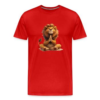 Méditer en Lion pour la sérénité et la force - T-shirt bio Premium Homme - rouge - Devant - Damien (186cm)