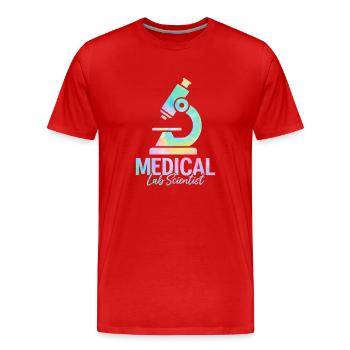 Scientifique de laboratoire médical Tie Dye Scientifique de laboratoire MLS - T-shirt bio Premium Homme - rouge - Devant - Damien (186cm)