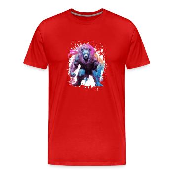 Leo Muscles - Men's Premium Organic T-Shirt - red - Front - Damien (186cm)