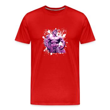 Gym de musculation - T-shirt bio Premium Homme - rouge - Devant - Damien (186cm)