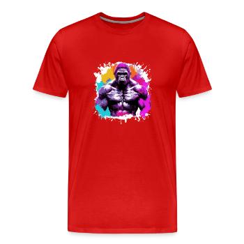 Gorilla Bodybuilding Beast - Männer Premium Bio T-Shirt - Rot - Vorne - Damien (186cm)