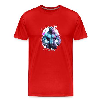 Grizzly Bär Muskeln - Männer Premium Bio T-Shirt - Rot - Vorne - Damien (186cm)