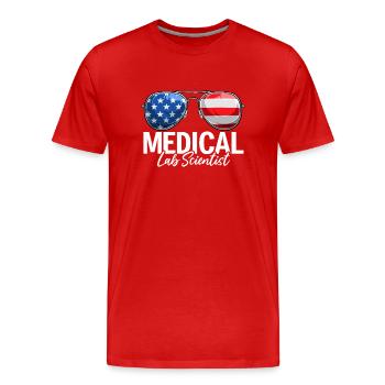 Scientifique de laboratoire médical États-Unis Lunettes de soleil MLS Lab - T-shirt bio Premium Homme - rouge - Devant - Damien (186cm)