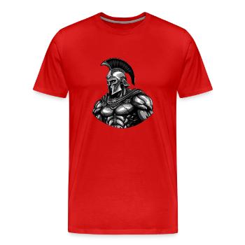 Gladiateur spartiate - T-shirt bio Premium Homme - rouge - Devant - Damien (186cm)