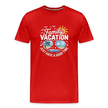 Lustiger Familien Urlaub Spruch - Männer Premium Bio T-Shirt - Rot - Vorne - Damien (186cm)