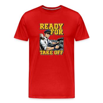 Flight Instructor Ready For Take Off Pilot School - Men's Premium Organic T-Shirt - red - Front - Damien (186cm)